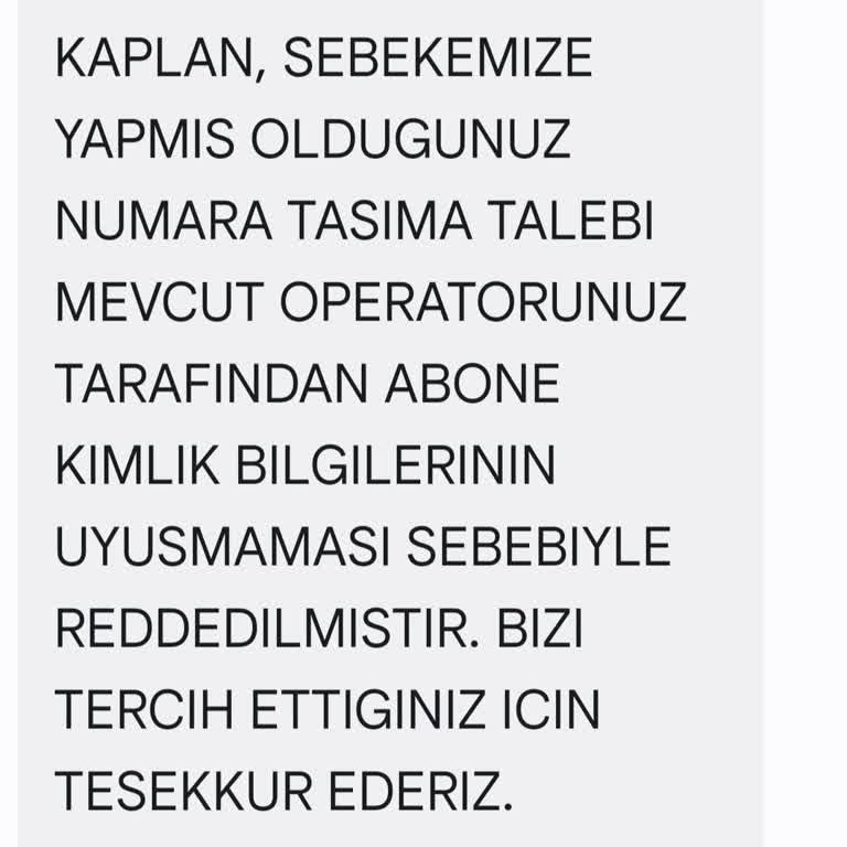 Numara Taşıma İşlemi Kimlik Uyuşmazlığı Nedeniyle Reddedildi Acil Yardım Bekliyorum