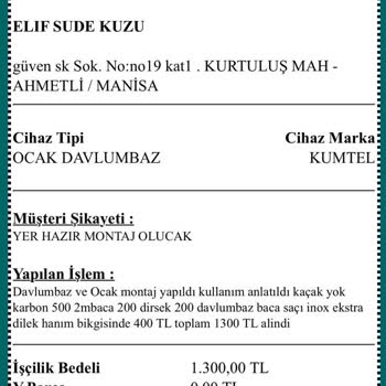 Davlumbaz Kaplaması Eksik Yapıldı, Servis Sorunu Çözmüyor