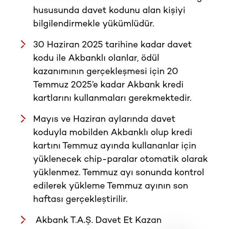 Akbank Davet Et Kazan Kampanyasında Hak Edilen Ödülüm Yüklenmedi