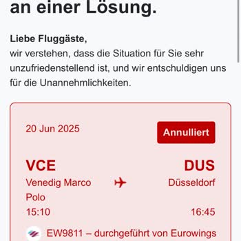 Last-Minute-Stornierung bei Eurowings – keine Erstattung, keine Entschädigung, kein Service