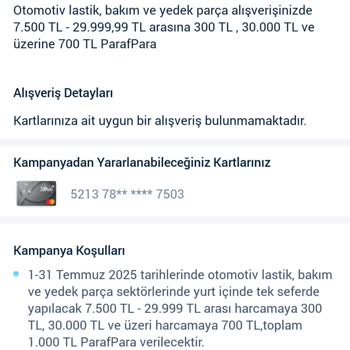 Paraf Platinum Kart Kampanya Kazanımı Gerçekleşmedi