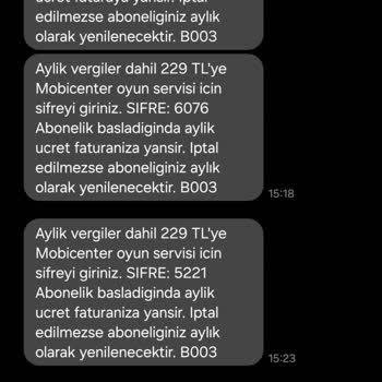 Vodafone Mobil Ödeme İzinsiz Faturalandırma Sorunu