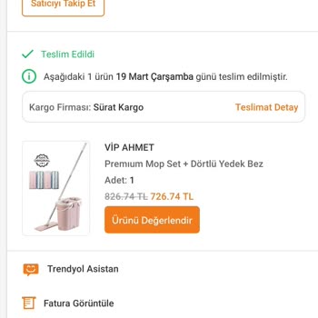 Vip Ahmet Premium Mop Seti İlk Kullanımda Kırıldı, Satıcıdan Dönüş Alamadım