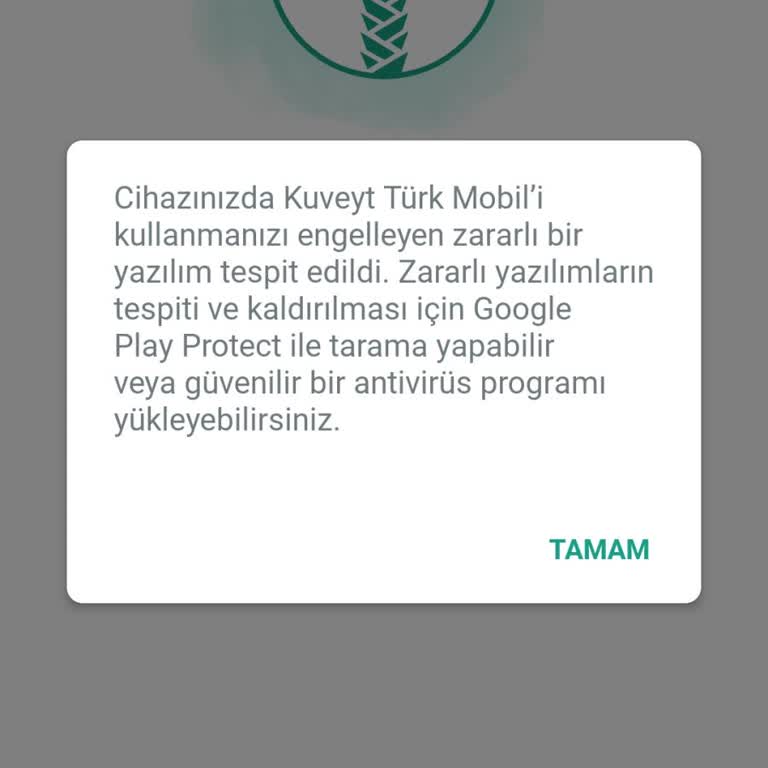 Kuveyt Türk Mobil Uygulamasında Virüs Uyarısı Nedeniyle Giriş Yapılamıyor