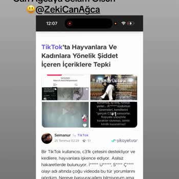 TikTok'ta Hayvanlara Ve Kadınlara Yönelik Şiddet İçerikli Paylaşımlara Karşı Önlem Talebi
