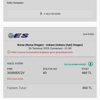 Bilet İptali Sonrası Ücret Kesintisi Ve İade Sorunu