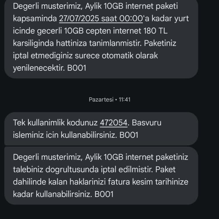 İptal Edilen Ek Paket Yenilendi, Faturama Yansıtılmasın