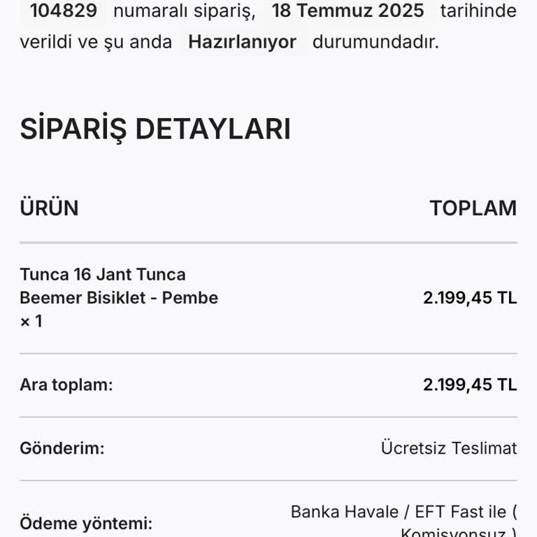 Sipariş Verilen Bisiklet Teslim Edilmedi, Mağduriyet Yaşadım