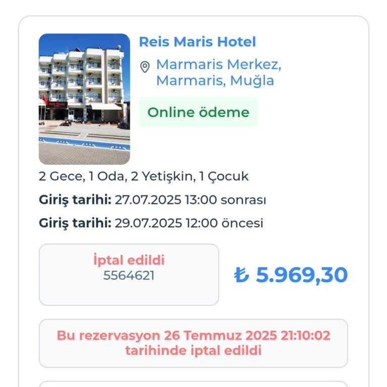 Son Anda İptal Edilen Rezervasyon Ve Mağduriyetim