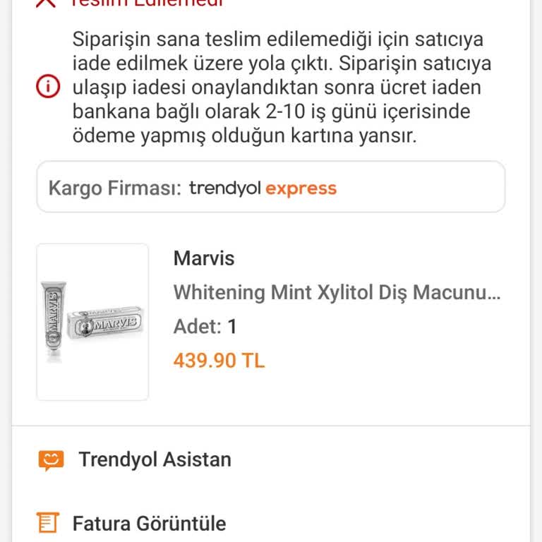 Trendyol Ekspres Kargo Ürünü Teslim Etmeden İade Etti