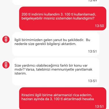 Kazanılan İndirim Hakkım Tanımlanmadı, Müşteri Hizmetleri Çözüm Sunmadı