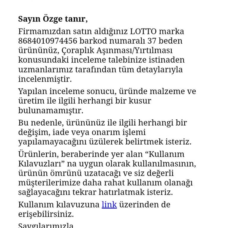 FLO Mağazası Lotto Ayakkabımın Hızlıca Reddedilen Değişim Talebini İncelemedi