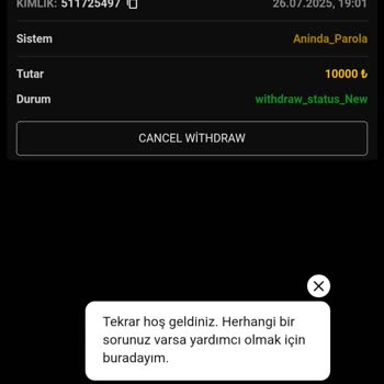 Canlı Destek Kapanınca Ödeme Alamıyorum