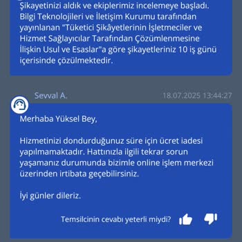 Peşin Ödeme Sonrası Dondurulan Hizmetin İadesi Yapılmadı