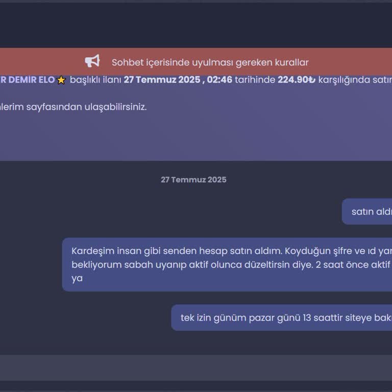 Satın Aldığım Hesap Bilgileri Yanlış Destek Ekibi Yardımcı Olmadı