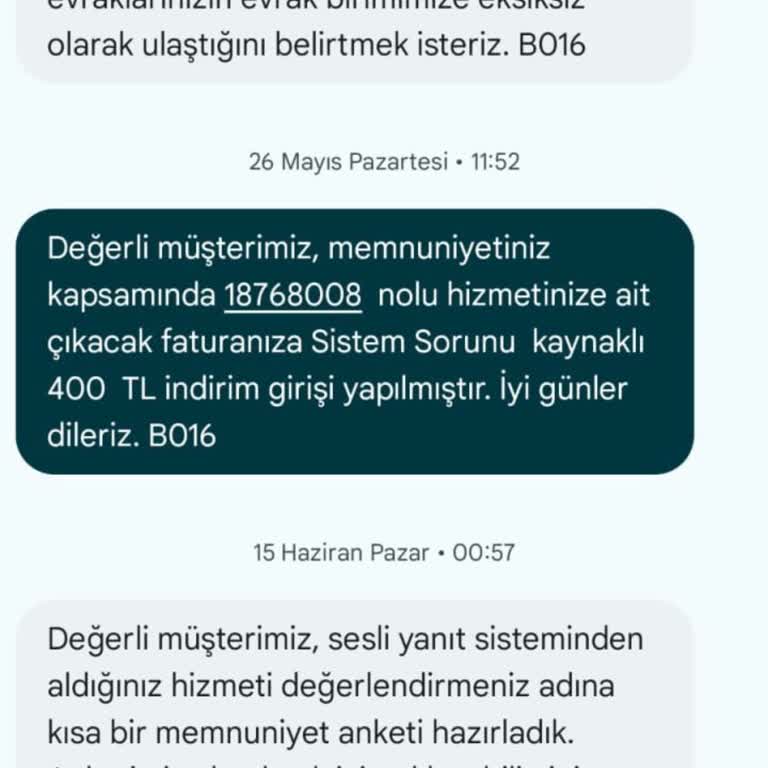 Vodafone'dan Söz Verilen İndirimin Faturama Yansıtılmaması Ve Müşteri Hizmetlerinin Yetersizliği