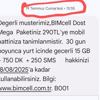 Bimcell Paket Süresi Dolmadan Yeniden Yükleme Zorunluluğu