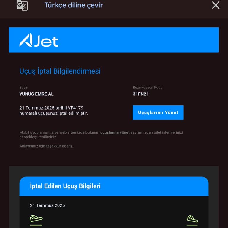 İptal Edilen Uçuşun İadesi Ve Ek Masraflar Hala Karşılanmadı