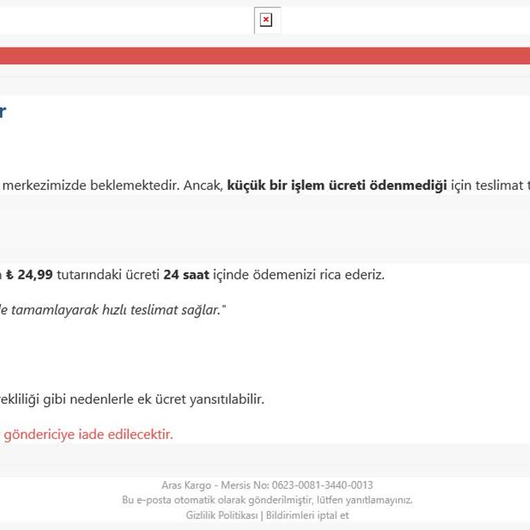 Aras Kargo Adına Gelen Sahte Ödeme Maili Hakkında Uyarı