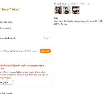 Skynet Kargo İle Teslimat Yapılamıyor, Müşteri Hizmetlerine Ulaşılamıyor