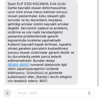Stanley Termosumda Yoğun Tiner Kokusu Var, Çözüm Bulunamıyor