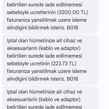 Cihazları Zamanında Göndermeme Rağmen Faturama Ücret Yansıtıldı