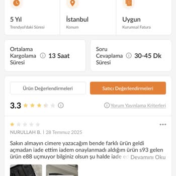 Yanlış Ürün Gönderimi Ve Haksız İade Reddi Mağduriyeti