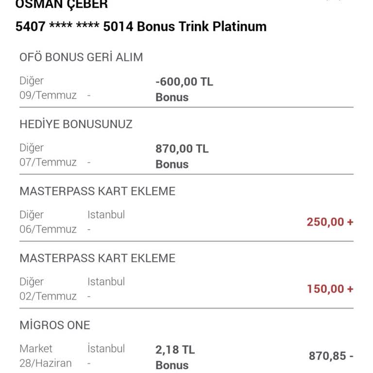 Tüm Şartları Sağladığım Halde 600 TL Bonusum Geri Alındı Ve Talebime Dönüş Yapılmadı