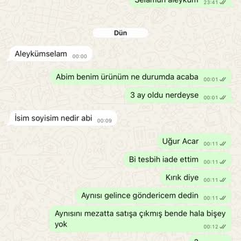 Kırık Tesbih Yerine Mezatta Satılan Siparişime Cevap Verilmiyor