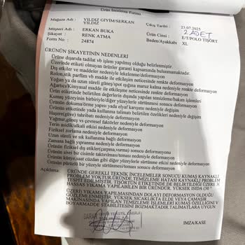 Satın Alınan Tişörtlerde Renk Solması Ve Değişim Sorunu