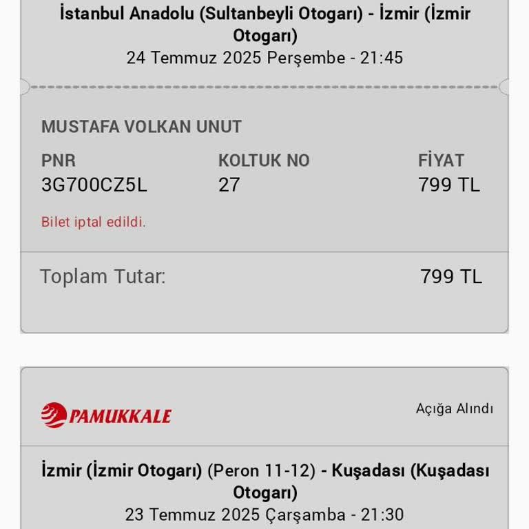 Bilet İptal Ücreti İade Edilmedi, Müşteri Hizmetlerine Ulaşılamıyor