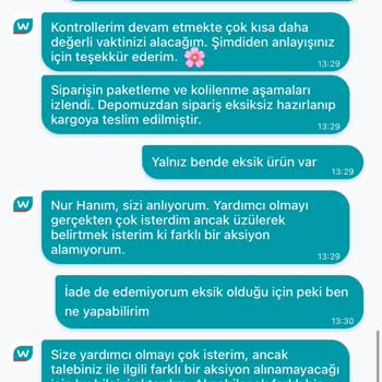 Eksik Gelen Ürünler Ve Çözümsüz Destek Nedeniyle Yaşanan Mağduriyet