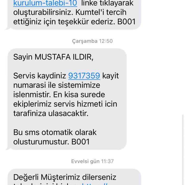 Kumtel Servisinden Cevapsızlık Ve Çözüm Eksikliği