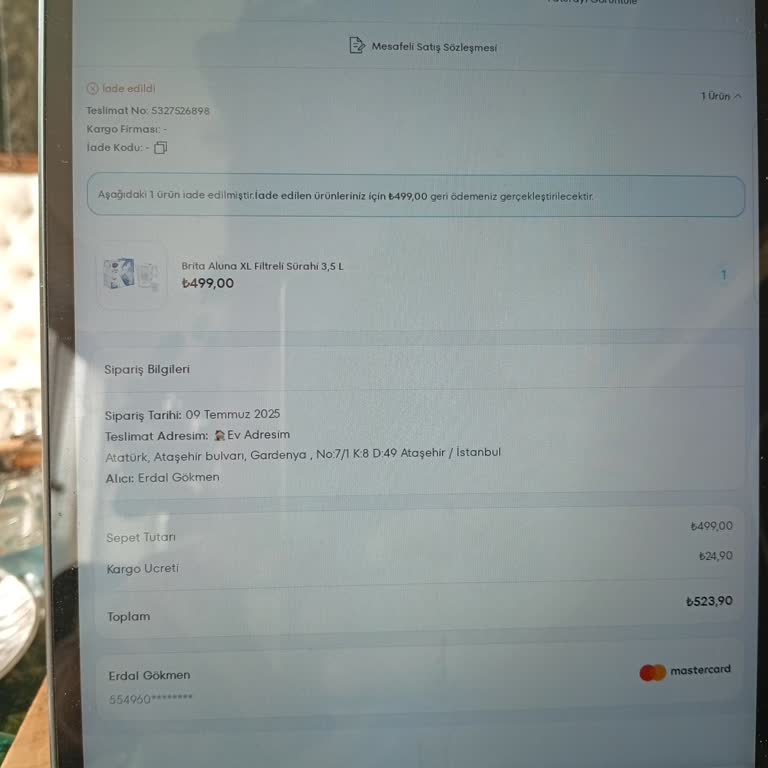 İptal Edilen Ürünün Ücreti İade Edilmiyor, Müşteri Temsilcisine Ulaşılamıyor