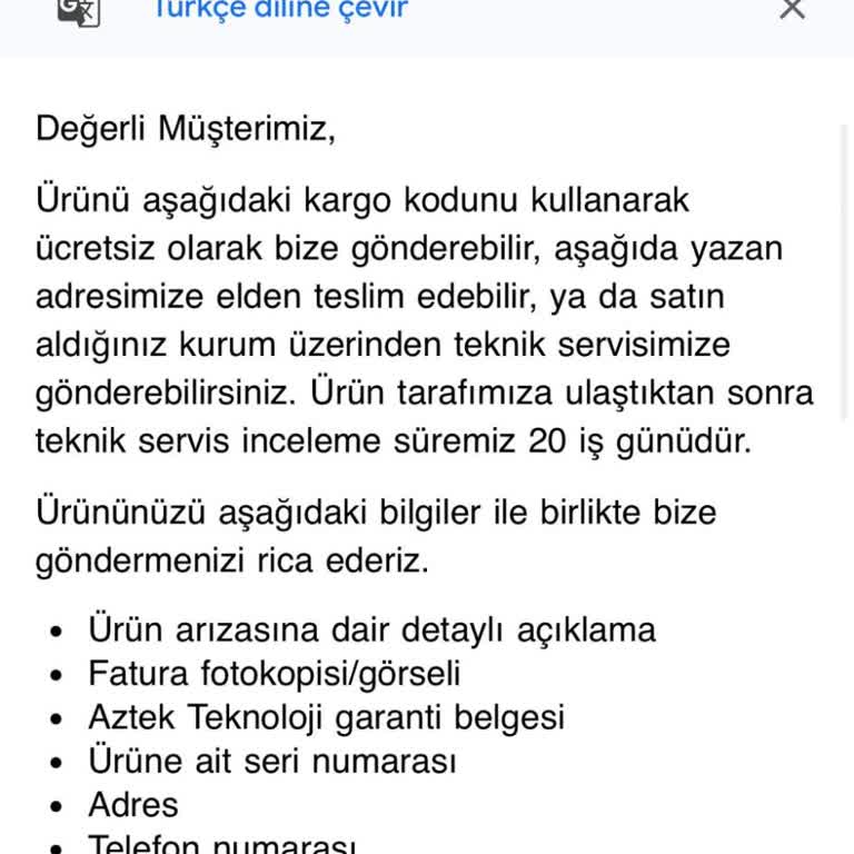 Garanti Süresi İçinde Cihazım Tamir Edilmedi, Yedek Parça Sağlanmadı