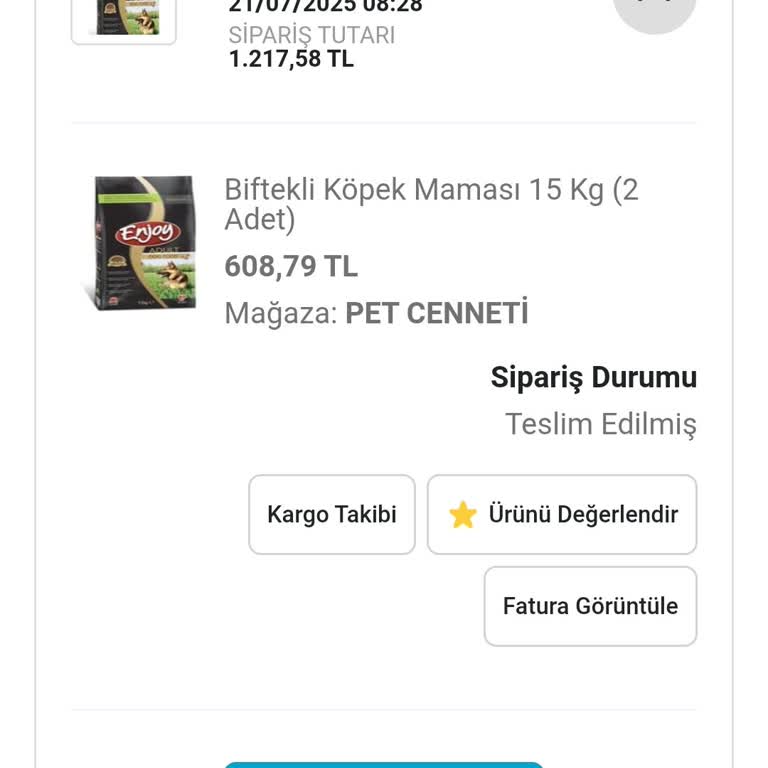 Pet Cenneti Enjoy Köpek Maması Eksik Gönderildi!