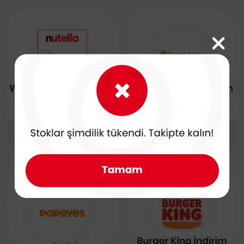 Nutella Uygulamasında Hediye Ürün Alınabilir Görünüyor Ama Stokta Yok