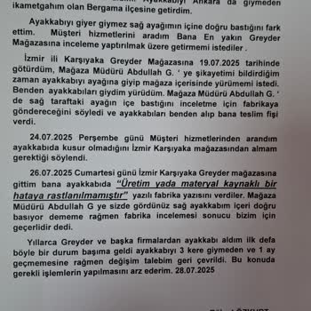 Ayakkabıda Üretim Hatası Göz Ardı Edildi, Değişim Talebim Reddedildi