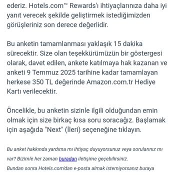 Hotels.com Anketi Sonrası Vaat Edilen Hediye Çeki Gönderilmedi