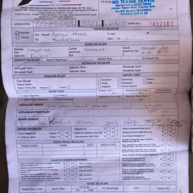 Hoover Servisinin Yanlış Arıza Tespiti Ve Yetersiz Müşteri Hizmetleri