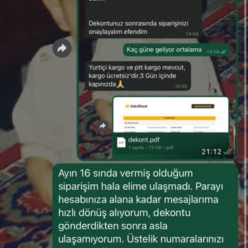 Ödeme Sonrası İletişimi Kesilen Firma Ve Gönderilmeyen Sipariş