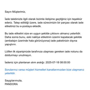 Pandora Mücevher Ve UPS İade Sürecinde Yaşanan Mağaza Ve Kargo Karmaşası