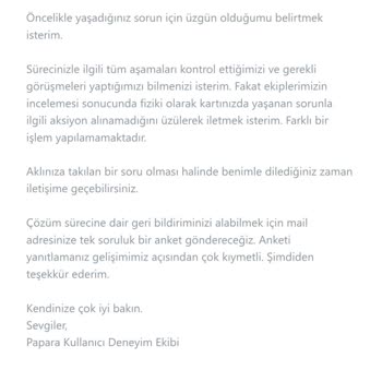 Papara Full Metal Kartta Kalite Sorunu ve Çözüm Eksikliği