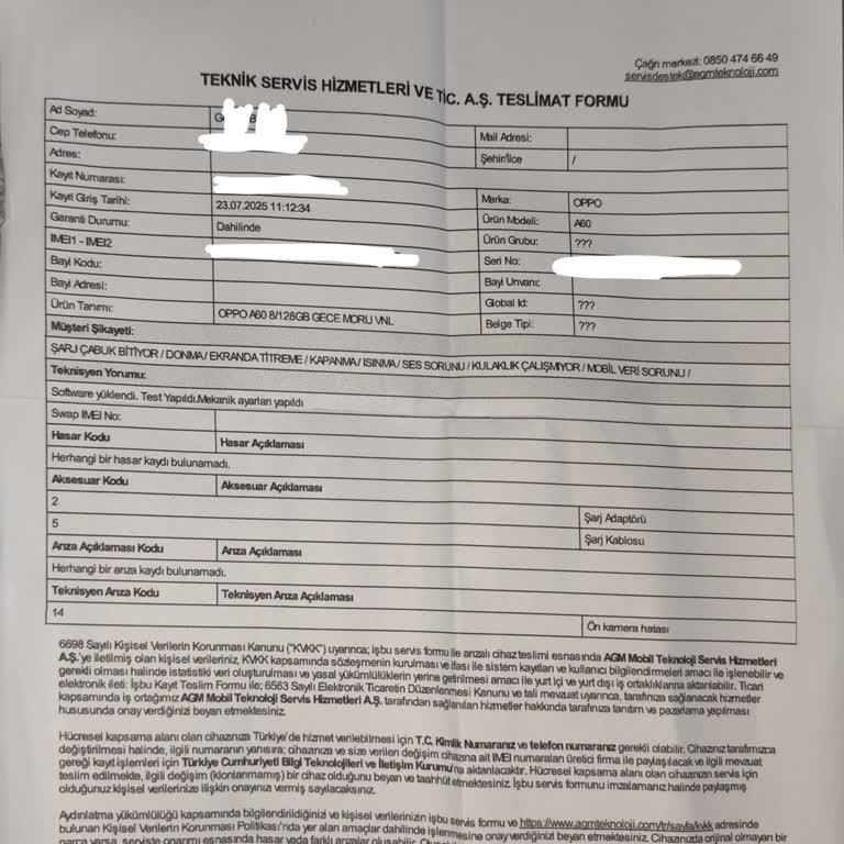 Oppo A60 Teknik Serviste Sorunlarım Çözülmeden Cihazım Geri Gönderildi
