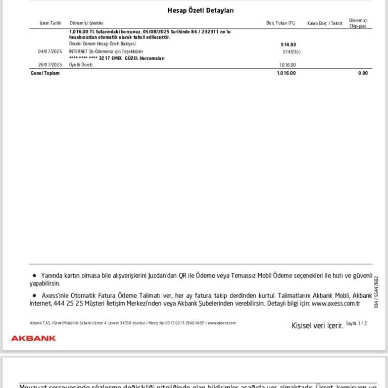 Akbank Kredi Kartıma Yüksek Kart Aidatı Kesilmesi Ve İade Sorunu