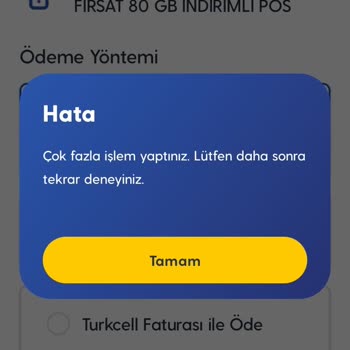 80 GB İnternet Paketi Satın Alma Engeli Ve Tekrarlayan Hata