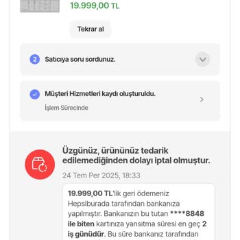 Sipariş İptali Sonrası Mağduriyet Ve Yetersiz Destek