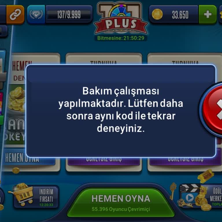 101 Okey Plus'ta Sürekli Bakım Ve Giriş Sorunları Çözülmüyor