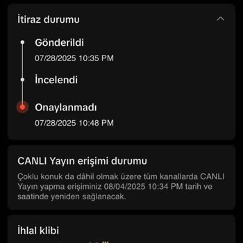 Haksız Yere Tekrar Eden İhlal Nedeniyle Canlı Yayın Yapamıyorum
