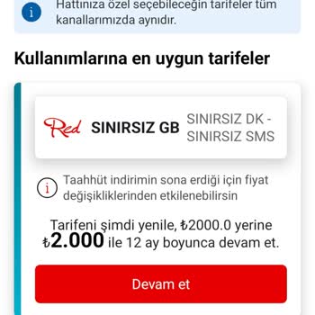 Vodafone Faturalı Paket Ücretine Yapılan Fahiş Zamdan Şikayetçiyim